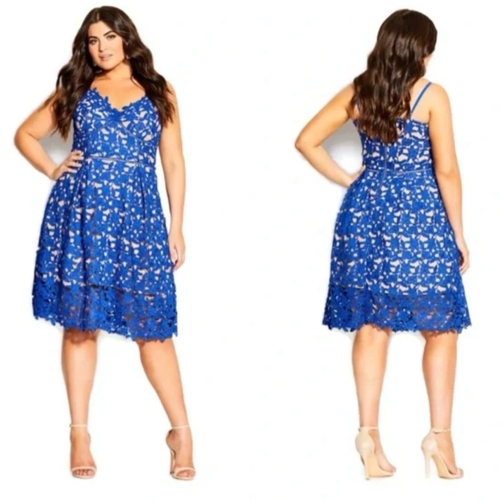 City Chic Royal Blue Lace Midi Dress